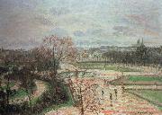 Camille Pissarro the tuileries gardens,rainy weather oil painting on canvas